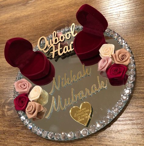 Nikkah Mirror, Pakistani Decor, Doodh Pilai, Nikkah Ring, Nikkah Gifts, Wedding Ring Plate, Nikkah Pen, Nikkah Wedding, Pakistani Wedding Decor