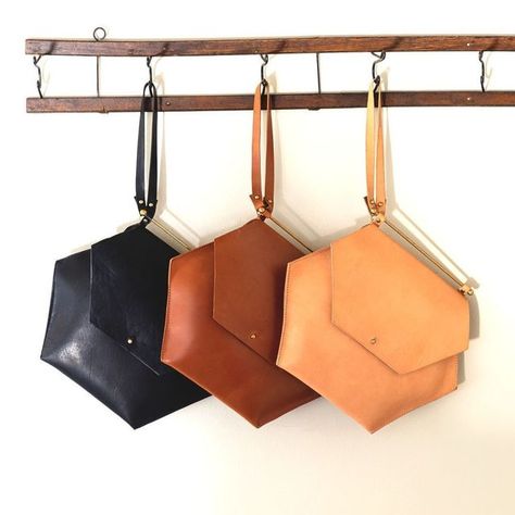 Handmade Leather Clutch Bag, Monday Magic, Hexagon Bag, Unique Bags Design, Simple Leather Bag, Leather Small Bag, Unique Leather Bag, Handmade Leather Clutch, Leather Bag Design