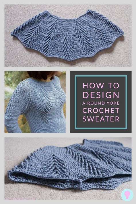 Every time I release a top-down round yoke crochet sweater or cardigan I get asked by crochet lovers how I designed it. There is no simple formula but with this post, I will walk you through the design process step by step so you can learn how to make your own crochet sweaters. Ideal for budding crochet designers or those interested in construction. It’s also suitable for knitters. #icelandicsweater #crochetdesign #roundyoke Jumper Patterns, Pola Sweater, I Release, Crochet Yoke, Crochet Cardigans, Sweater Patterns, Crochet Sweater Pattern Free, Crochet Ladies Tops, Stitch Crochet