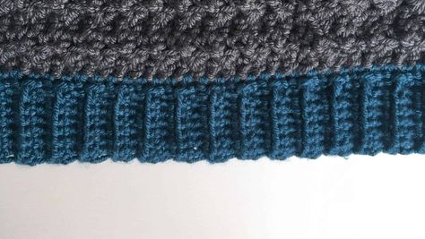 How To Add Ribbing To Crochet Hat, Crochet Beanie Ribbed Band, How To Crochet A Ribbed Cuff, Crochet Hat Band, Crochet Ribbing, Ribbed Hat, Ribbed Crochet, Beanie Hat Pattern, Crochet Yoke