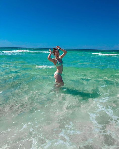 In The Water Poses, Ocean Water Aesthetic, Ocean Poses, Water Poses, Clear Ocean Water, Ocean Pics, Clear Ocean, Aesthetic Water, Florida Water