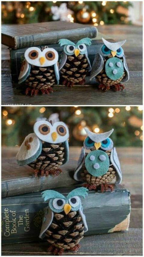 Pine Cone Crafts, Cones Crafts, Owl Crafts, Navidad Diy, Diy Weihnachten, Noel Christmas, Christmas Crafts For Kids, Xmas Crafts, Homemade Christmas