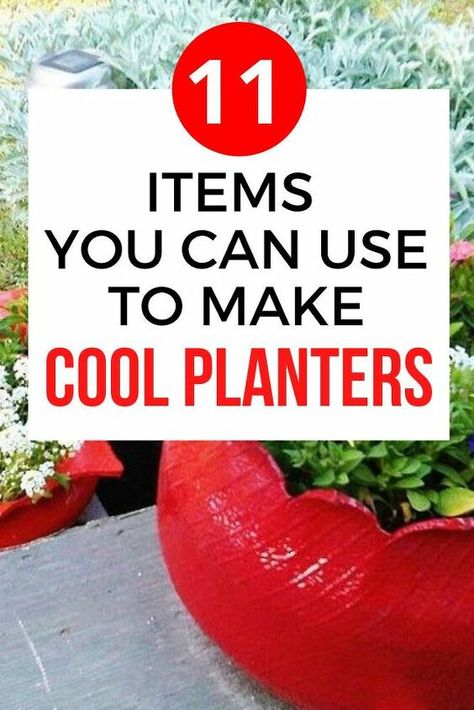 Repurposed Planter Ideas, Diy Planters Pots, Repurposed Planter, Diy Planters Indoor, Unique Flower Pots, Upcycled Planter, Garden Spotlights, Garden Planters Pots, Creative Planter