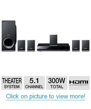 Sony 300 Watts 5.1 Channel DVD Home Theater Surround Sound Entertainment System With DVD Player, USB, HDMI, FM Tuner Plus Sony 6Ft High Speed HDMI Cable Home Theater Surround Sound, Surround Sound Systems, Home Theater System, Hdmi Cables, Entertainment System, Surround Sound, Dvd Player, Home Theater, High Speed