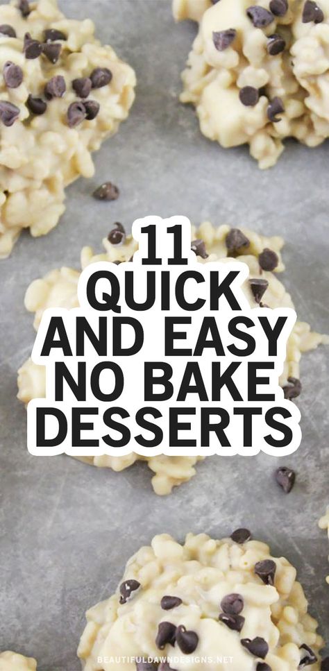 Essen, Easy Dessert Recipes With Things You Have At Home, Quick And Easy No Bake Cookies, Easy No Bake Recipes 3 Ingredients, Non Baking Desserts, No Melt Desserts, Quick Last Minute Desserts, Quick And Simple Desserts, Cheap Sweets To Make