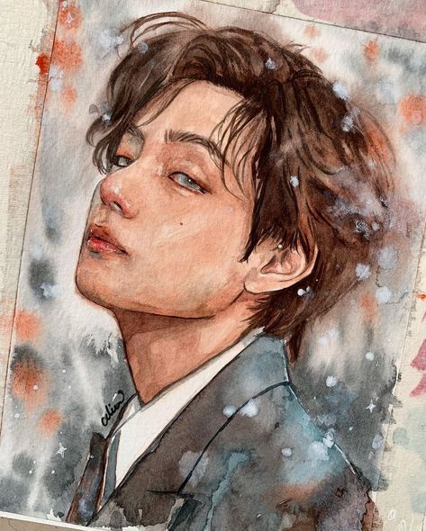 Army Sketch, Watercolor Portrait Tutorial, Human Painting, Kimtaehyung Bts, Winsor And Newton, Naruto Sketch Drawing, Fanart Kpop, Watercolor Portrait Painting, Rm Suga