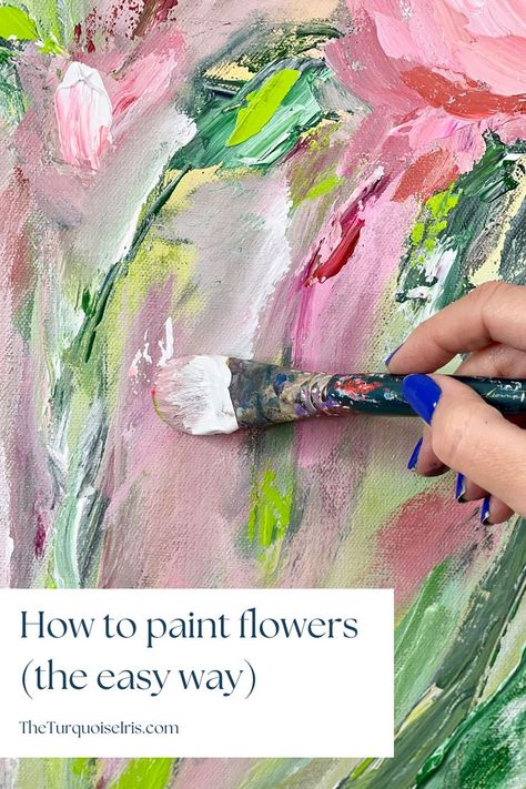 Diy Paint Flowers Easy, Paintings Of Flowers Acrylic Easy, Acrylic Painting Of Flowers On Canvas, Best Artists Paintings, Paint A Flower Easy, Floral Abstract Painting Acrylics, Painting A Flower Easy, Acrylic Art Tutorials Step By Step, Acrylic Floral Painting Tutorial