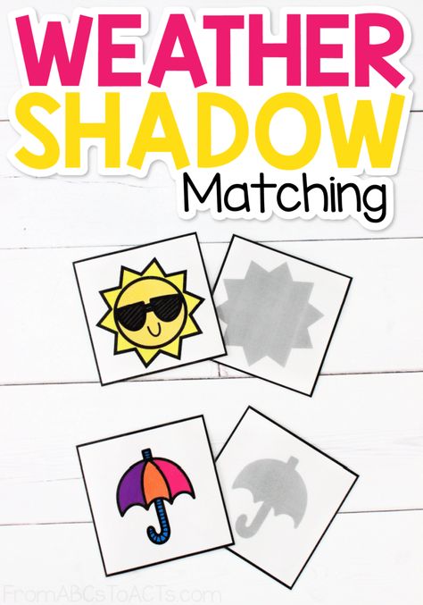 Weather Shadow Matching Cards Weather Activities Preschool Montessori, Weather Maths Activities Preschool, Montessori, Weather And Season Activities Preschool, Weather Themed Math Activities For Preschool, Shape Clouds Preschool, Weather Sorting Activity, Preschool Weather Math Activities, Weather Stew Preschool