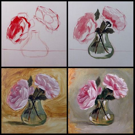 Step by step oil painting tutorial. Click for the full HD tutorial clip. Flower Oil Painting Tutorial, Oil Painting Step By Step Tutorials, Oil Painting Roses Tutorial, Rose Painting Tutorial Step By Step, Rose Oil Painting Tutorial, Oil Painting Techniques Step By Step, Canvas Painting Tutorials Step By Step, Oil Paint Tutorial, Oil Painting For Beginners Step By Step