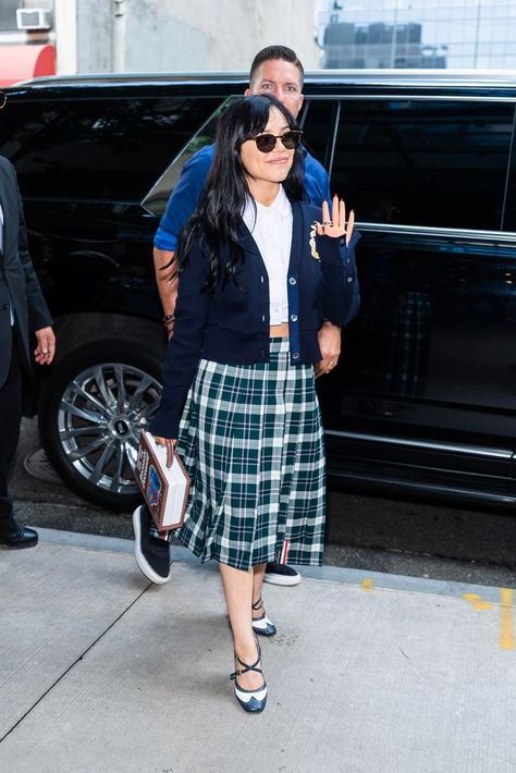 Best dressed celebrities in August 2024: Zoe Kravitz, Salma Hayek, Katy Perry & more | HELLO! Beetlejuice Outfits, Blake Lively Gossip Girl, Lukas Urkijo, Embroidered Leather Jacket, Boho Updo, Beetlejuice Beetlejuice, Hollywood Event, Female Pose Reference, Old Hollywood Stars