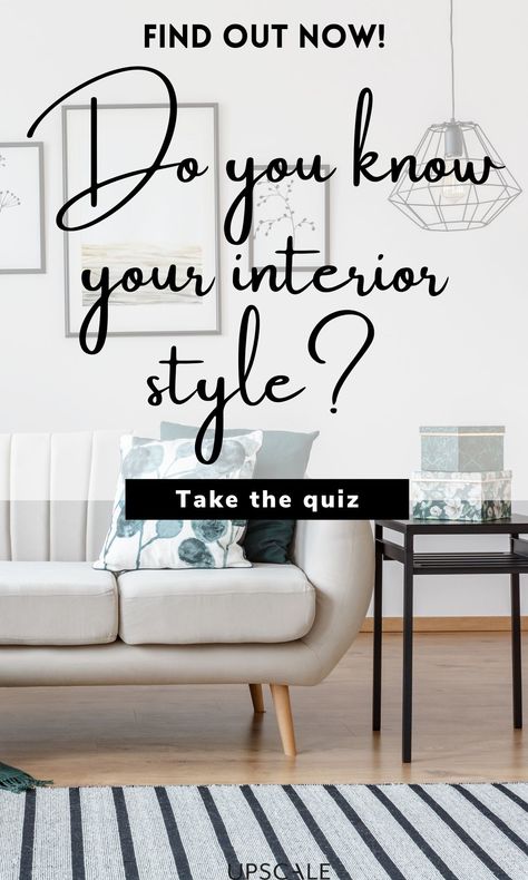 Take Upscale Interior's style quiz + find out your interior design type! Do you love natural & cozy Scandinavian or trendy Boho style? Or do you prefer classical Country style with a lot of white wood furniture? Do you love classic, elegant interior design with a touch of glam, a mix of metal, glass & wood, vibrant colors and lush materials? Or do you prefer modern minimalist styles with neutral colors? #interiorstylequiz #interiordesignquiz #interiorstyletype #interiorstyletypes Different Type Of Home Decor Styles, Mix Modern And Classic Interior, Scandinavian Glam Interior, Boho Minimalist Interior, Types Of Interior Design Styles Cheat Sheets, Country Minimalist Decor, Scanavidian Interior, Upscale Boho Decor, Boho Glam Interior Design