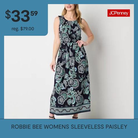 This Robbie Bee sleeveless maxi dress offers a soft and flowing silhouette and stands out with a beautiful paisley pattern. It's made from a knit fabric with a round neckline. Style it with strappy sandals and statement jewelry for a chic and effortless ensemble for special occasions.Closure Type: Pullover HeadNeckline: Round NeckSleeve Length: SleevelessApparel Length: 54 InchesDress Length: Long LengthFiber Content: 95% Polyester, 5% SpandexFabric Description: ItyCare: Dry Flat, Machine WashC…