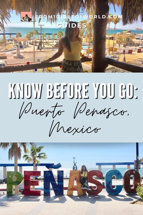 Airbnb in Puerto Penasco with blogger Gabrielle Sales and the city sign in El Malecon Mexico, Rocky Point Outfits, Puerto Penasco Outfits, Puerto Penasco Mexico Things To Do, Mexico Vacation Ideas, Puerto Penasco Mexico Outfits, Rocky Point Mexico Outfits, Encanto House, Mexico Beach Outfits