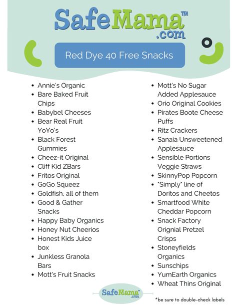 Dye Free Healthy Snacks, Snacks No Red Dye, Dye Free Fast Food, How To Eliminate Food Dyes, Red Dye Free Meals, Healthy Red Dye Free Snacks, Foods That Have Red Dye 40, Dye Free School Snacks, Red Dye Food Swaps