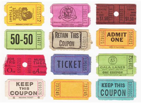 Ticket Stubs - 2 | A collection of ticket stubs from various… | airjmax | Flickr Vintage Tickets, Vintage Ticket, Ticket Stub, Graphic Ideas, Ticket Stubs, Drawing Inspo, Puzzles For Kids, 2 A, Scrapbooking