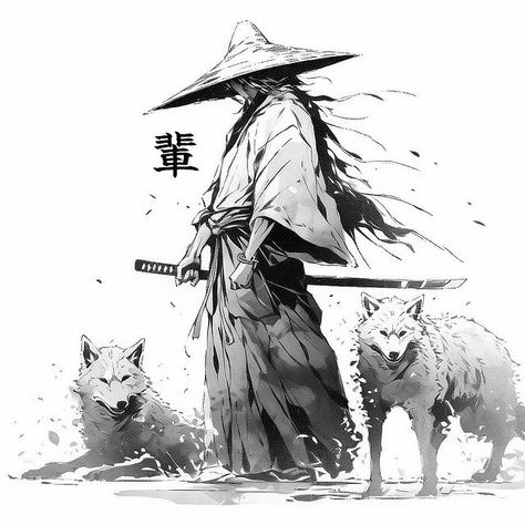 Samurai Anime Character, Asian Inspired Art, Samurai Art Anime, Anime Samurai Art, Samurai Kneeling, Japan Concept Art, Best Manga Art, Samurai Concept Art, Samurai Drawings