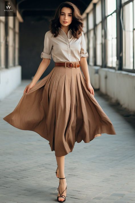 Stylish Office Dresses For Women, Fusion Style Fashion, Work Outfits Women Office Skirt, Classical Outfits For Women, Work Beach Party Outfit, Outfits For Autumn Color Type, Vintage Womens Business Attire, Skirts For Women Casual, Work Summer Dress