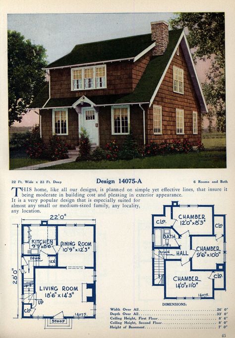 American home designs - Vintage house plans - Click Americana Small American House, Historical House Plans, American Home Design, Craftsman Bungalow House Plans, American House Plans, Colonial House Plans, Farmhouse Floor Plans, Mediterranean House Plans, American Houses