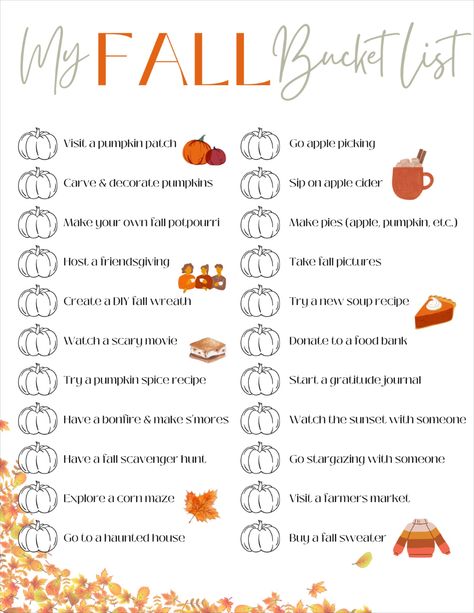 Fall Bucket List, Pre-Filled & Blank Templates, Printable, No Fall FOMO, Fall 2023 Bucket List, Fall Printable, Unique Ideas for Fall 2023,

🍁 Embrace Fall 2023 with the Fall Bucket List! 2023 Bucket List, Fall Potpourri, Herbst Bucket List, Fall Scavenger Hunt, Life Upgrade, Couple Bucket List, Blank Templates, Cider Making, Fall Bucket List