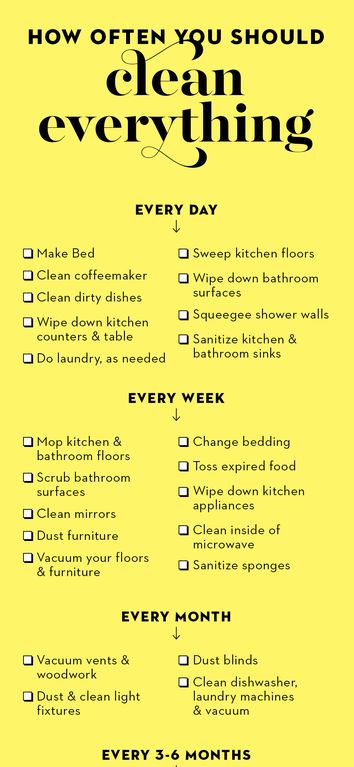 How Often You Should Clean Everything - Good Housekeeping How Often You Should Clean Everything, Organisation, How Often Should You Clean Everything, How Often To Clean, Good Housekeeping Recipes, Housekeeping Hacks, House Cleaning Schedule, Content House, Dusting Blinds