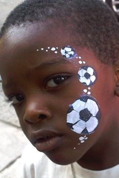 Soccer Ball with Flames Boy's Face Painting by Let's Bounce ... Bee Face Paint, Easy Face Painting Designs, Face Painting Supplies, Face Painting For Boys, Cheek Art, Face Painting Easy, Face Paint Makeup, Kids Face Paint, Pintura Facial