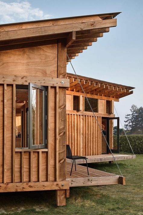 Crafted Works uses timber throughout cabin in the Netherlands Tiny House Design, Timber Cabin, Timber Battens, Timber Architecture, Wood Architecture, Timber Structure, Timber Construction, Casa Container, Wooden House