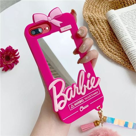 Barbie Mirror, Barbie Phone Case, Bow Mirror, Barbie Phone, Mirror Phone Case, Pink Iphone, Pink Bow, Iphone Case, Phone Case