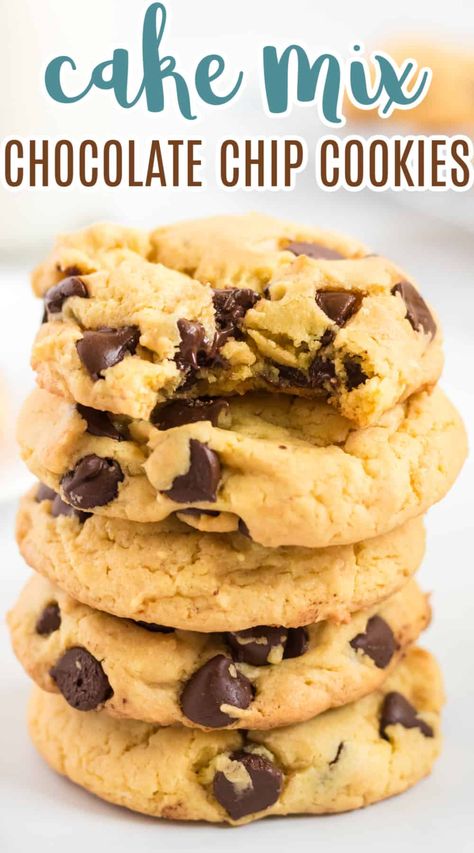 Cookies From A Cake Mix, Yellow Cake Mix Cookies, Cake Mix Chocolate Chip Cookies, Yellow Cake Mix Recipes, Cake Mix Cookie, Cake Mix Cookie Bars, Recipes Using Cake Mix, Boxed Cake Mixes Recipes, Cake Mix Desserts