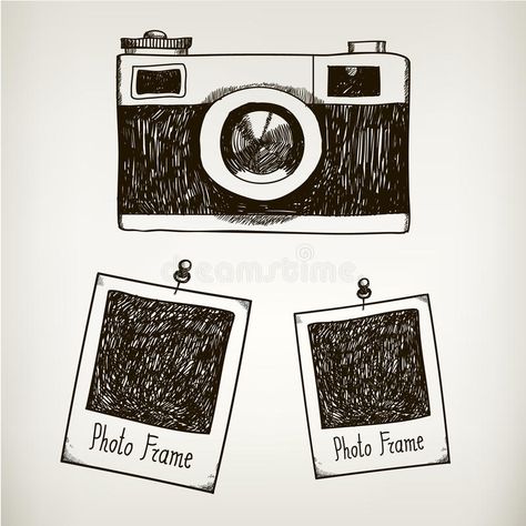 Old Polaroid Camera, Camera Doodle, Old Polaroid, Polaroid Frames, Camera Cartoon, Camera Drawing, Photo Polaroid, Camera Art, Polaroid Frame