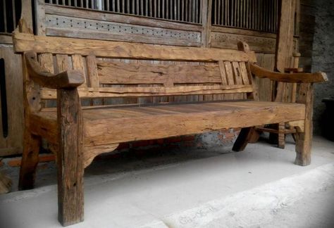 Mebel Antik, Projek Kayu, Wood Bench Outdoor, Rustic Outdoor Furniture, Simple Benches, Rustic Log Furniture, Wood Furniture Plans, Farmhouse Chairs, Wood Daybed