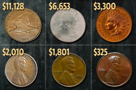 Most Valuable Pennies, How To Clean Coins, Valuable Wheat Pennies, Rare Coin Values, Old Coins Price, Old Pennies Worth Money, Penny Values, Rare Pennies, Old Coins Value