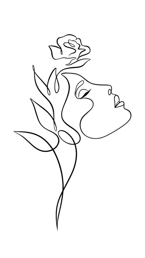 Line Art Side Profile, Line Art Person, Traceable Art, Line Drawing Simple, Face Line Drawing, Desen Realist, Line Art Tattoos, Line Art Design, Outline Drawings