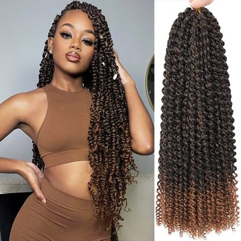 Crochet Twist Hairstyles, Passion Twists Crochet, Water Wave Crochet Hair, Wavy Hair With Braid, Twists Crochet, Latest Hair Braids, Water Wave Crochet, Passion Twist Hair, Spring Twist Hair