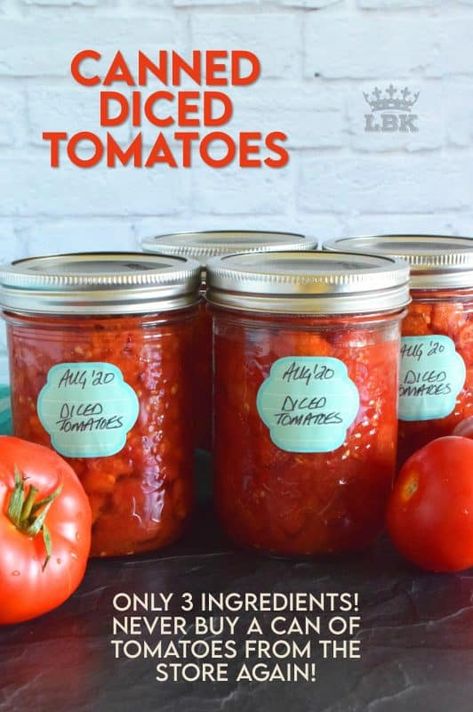 Diy Diced Tomatoes, Can Tomatoes Recipes, Preserved Tomatoes, Canning Chili, Recipes With Diced Tomatoes, Canned Tomato Recipes, Canned Diced Tomatoes, Canning Tomatoes Recipes, Budget Dinners