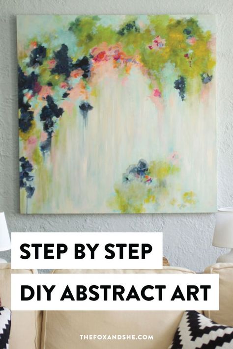 Decorating With Abstract Art, How To Abstract Painting, Abstract Paintings For Bedroom, Bright Textured Art, How To Abstract Paint Step By Step, Ideas For Abstract Painting, Diy Abstract Flower Painting, How To Paint An Abstract Painting, Bedroom Abstract Painting