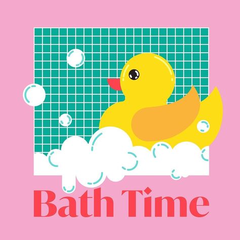 Rubber Duck Illustration, Bubble Bath Illustration, Bath Cartoon, Potty Training Sticker Chart, Bath Illustration, Bubble Illustration, Bath Bubbles, Duck Illustration, Sticker Chart