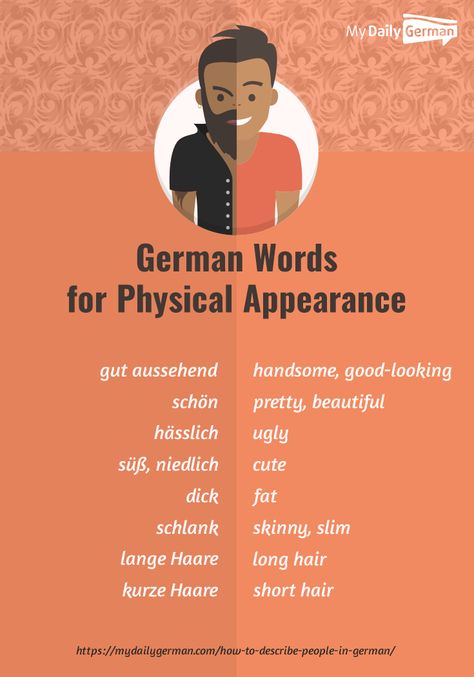 Cool German Words, German Flashcards, Personality Words, German Phrases Learning, Speak German, German Vocabulary, Deutsch Language, Study German, Describing Words