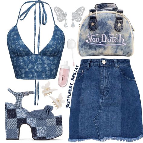 Cute Blue Outfits, Fall Y2k Outfits, Blue Y2k Outfit, Slytherin Fashion, Bratz Inspired Outfits, Stylist Fashion, Chic Fall Outfits, Streetwear Aesthetic, 2000s Fashion Outfits