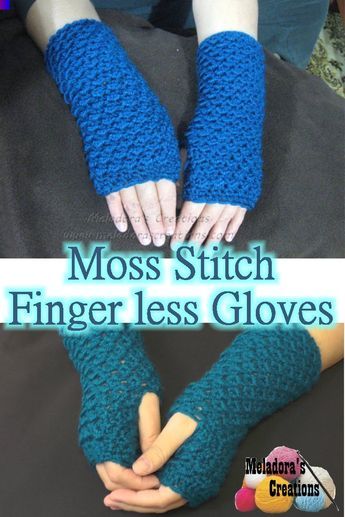 Amigurumi Patterns, Ponchos, Crochet Moss Stitch, Finger Less Gloves, Crochet Moss, Crochet Fingerless Gloves Free Pattern, Crochet Gloves Free Pattern, Crochet Hand Warmers, Fingerless Gloves Crochet Pattern