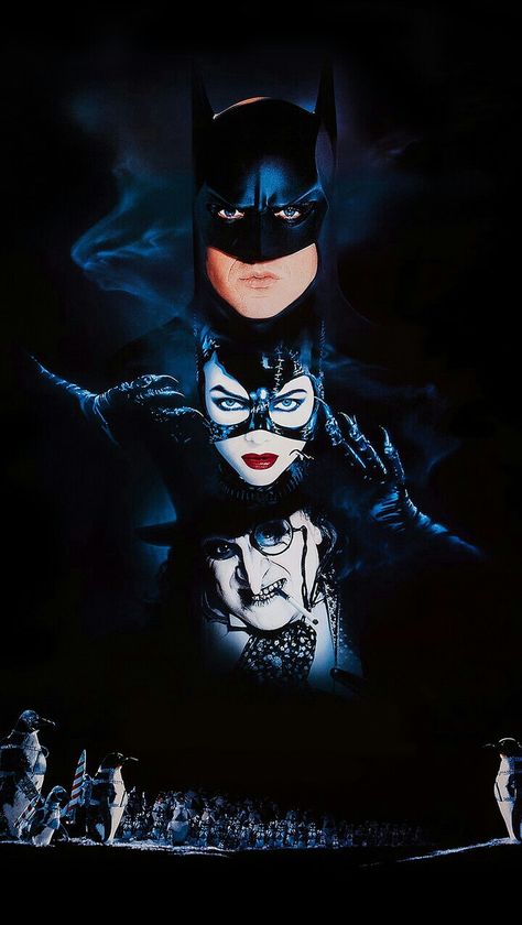 BATMAN RETURNS Hailey Quinn, Batman Movie Posters, Tim Burton Batman, Batman Returns 1992, Tim Burton Films, Christopher Walken, Batman Returns, Batman Wallpaper, Michael Keaton