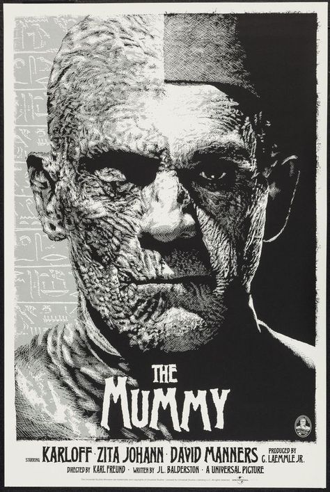 The Mummy. Universal Monsters Art, Horror Classics, Mummy Movie, Mondo Posters, Film Horror, Boris Karloff, A Nightmare On Elm Street, Famous Monsters, Horror Monsters