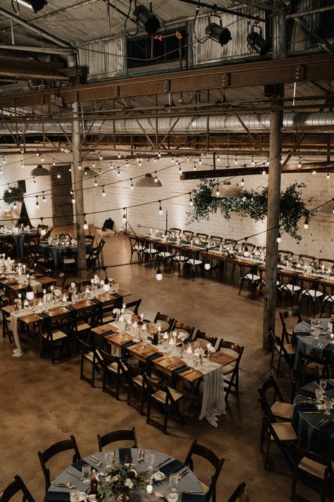 Warehouse Wedding Decorations, Warehouse Wedding Reception, Urban Wedding Decor, Industrial Wedding Table, Reception Table Linens, Industrial Wedding Reception, Wedding Plate Setting, Industrial Reception, Rustic Romantic Wedding