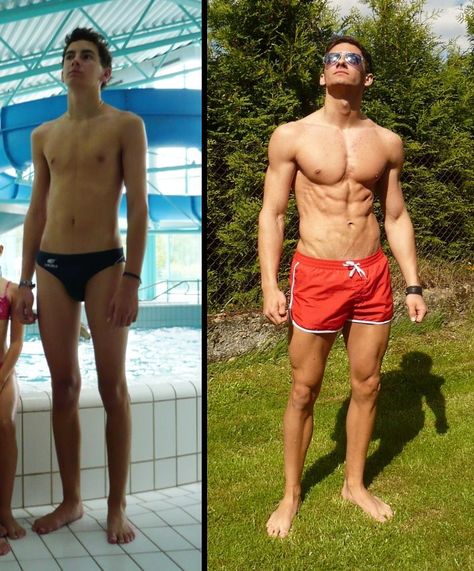 skinny to muscles! #fitness #transformation #lifestyle Before After Fitness, 6 Month Transformation, Before After Body, Swimming Body, Transformation Images, Transformation Du Corps, Muscle Transformation, Transformation Fitness, Shredded Body