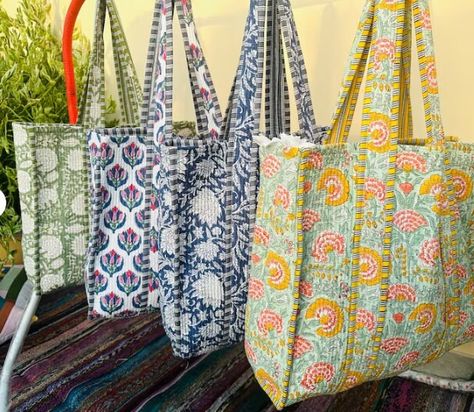 Cotton Handbag, Indian Quilt, Grocery Shopping Bags, Quilted Tote Bags, Indian Prints, Hippie Bags, Floral Tote Bags, Handmade Tote, Indian Block Print