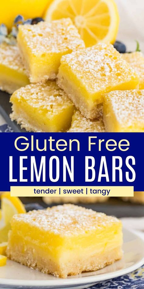 Lemon Desserts Bars, Lemon Desserts Easy, Gluten Free Lemon Bars, Gluten Free Dairy Free Dessert, Easy Bar Recipes, Healthy Homemade Snacks, Gluten Free Cake Recipe, Spring Recipe, Lemon Dessert