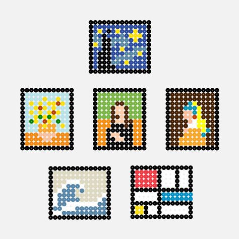 World's Most Famous Painting in pixel art Amazing Perler Bead Creations, Painting Pixel Art, Pixel Art Painting, Stitch Pokemon, Pokemon Pattern, Easy Perler Beads Ideas, Art Perle, Tiny Cross Stitch, Diy Perler Bead Crafts