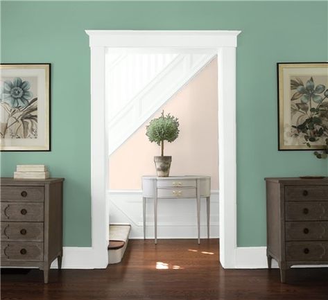 Forest Valley Green Silver Mink Benjamin Moore, Mink Benjamin Moore, Benjamin Moore Silver Mink, Wedgewood Gray, Yarmouth Blue, Color Combinations Paint, Best White Paint, Teal Walls, Blue Paint Colors