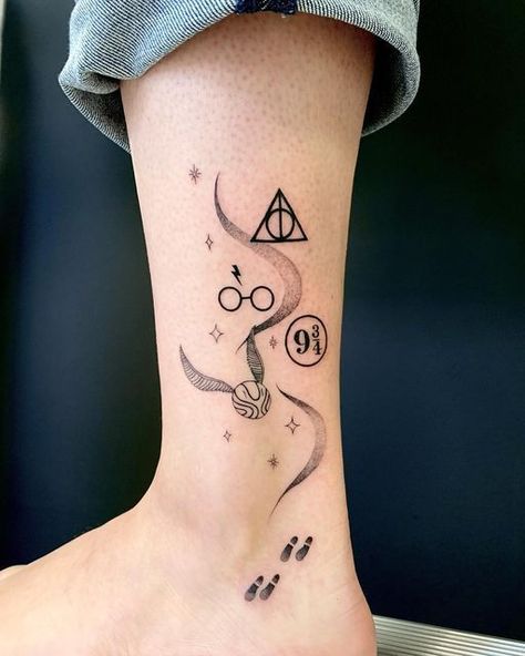 Matching Harry Potter Tattoos Friends, Harry Potter Tattoos Small Simple, Little Harry Potter Tattoos, Lord Of The Rings Tattoo Minimalist, Mischief Managed Tattoo, Harry Potter Tattoo Designs, Shadowhunter Tattoo, Harry Potter Tattoo Unique, Harry Potter Board