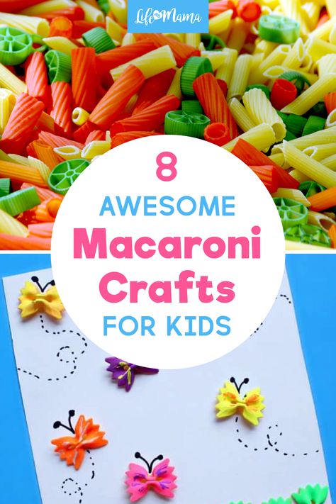 Colored Noodles Crafts, Noodle Crafts For Preschoolers, Macaroni Preschool Activities, Painted Pasta Crafts, Pasta Diy Crafts, Pasta Crafts For Toddlers, Macaroni Necklaces Kids Crafts, Kitchen Crafts For Kids, Pasta Activities For Preschool