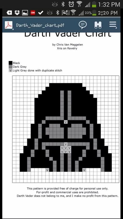 Darth vader graph Darth Vader Crochet Blanket, Darth Vader Crochet Pattern, Darth Vader Crochet Pattern Free, Darth Vader Crochet, Pixel Crochet Blanket, Minecraft Pig, Dark Vader, Star Wars Crochet, Colorwork Knitting